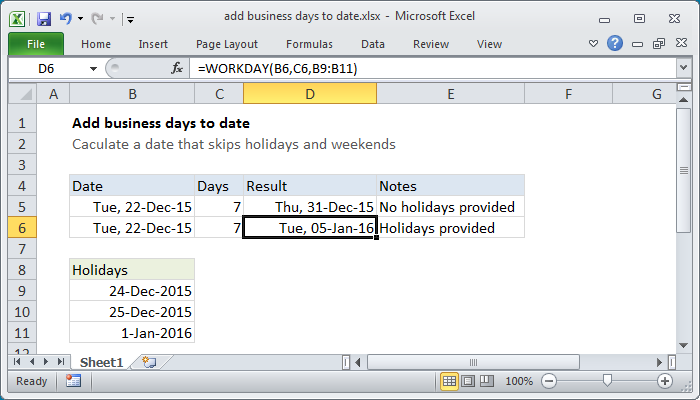 Excel Add Business Days To Date